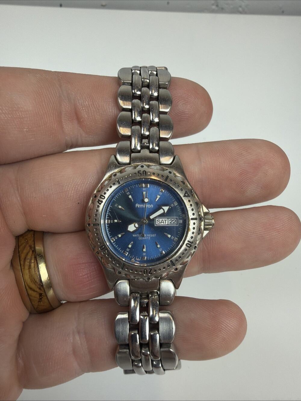 Armitron Women’s Watch Rotating Bezel Day/Date Silver Tone Ladies